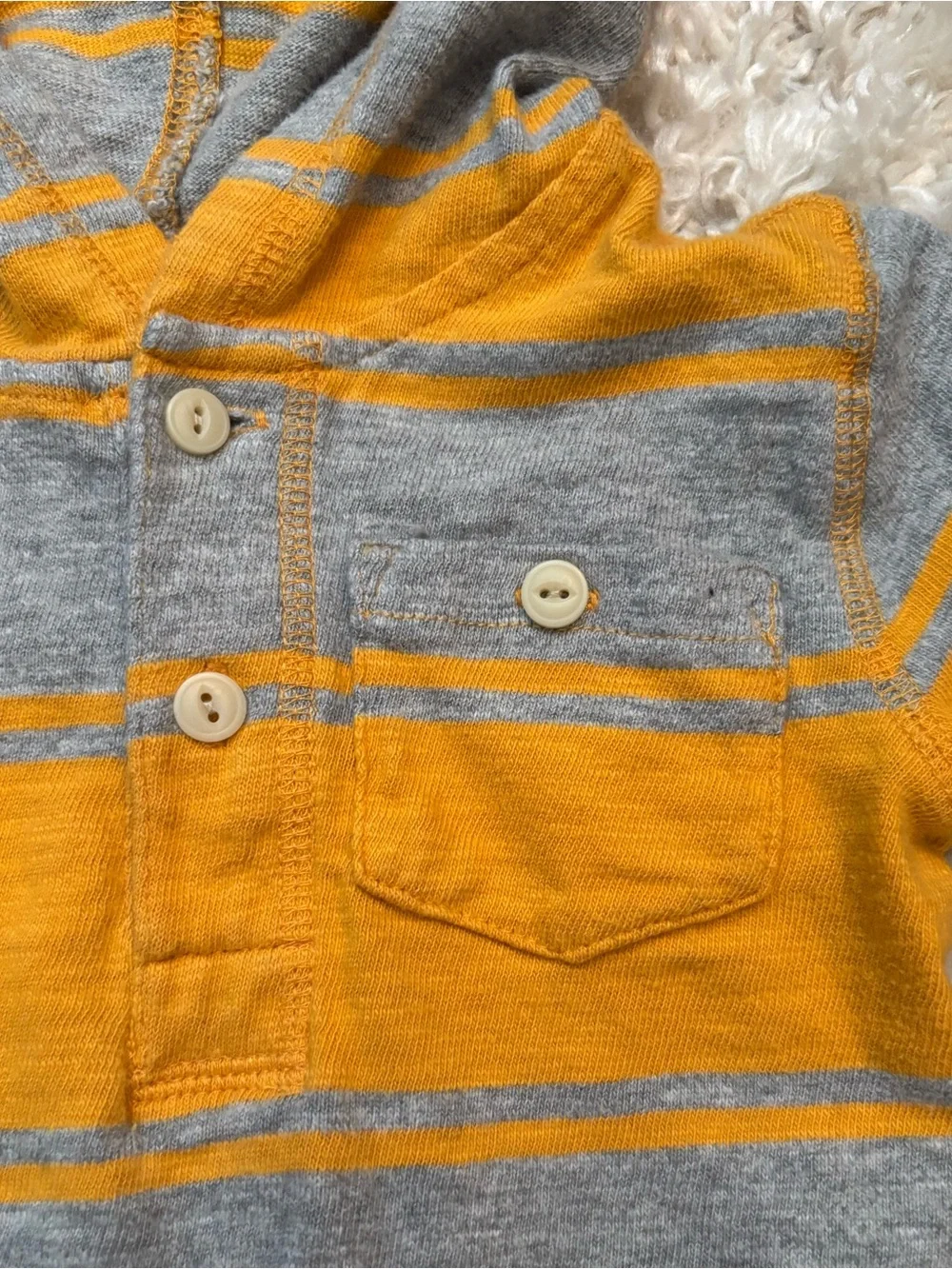 GAP Hooded Striped Pullover - Yellow & Gray